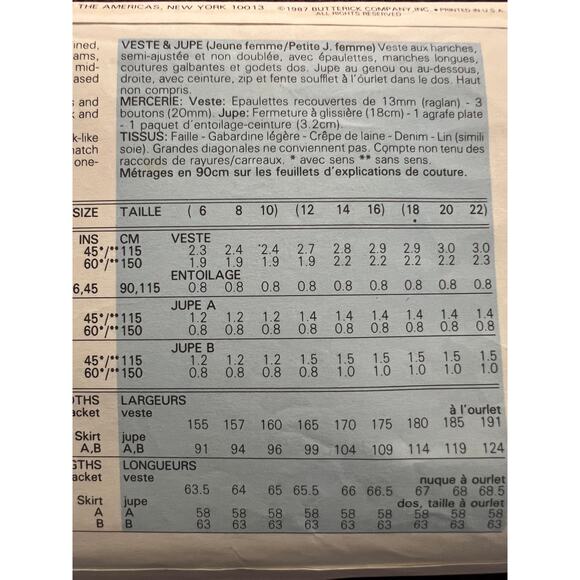 butterick 5949 sewing pattern blazer peplum 1980s size 6 8 10 - Picture 8 of 9